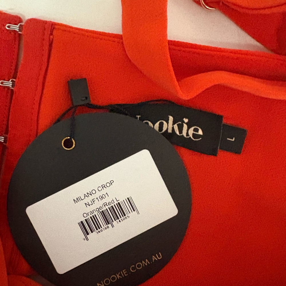 NWT Nookie Milano Crop Bandeau Top in Orange/Red. Size Large - Picture 7 of 8